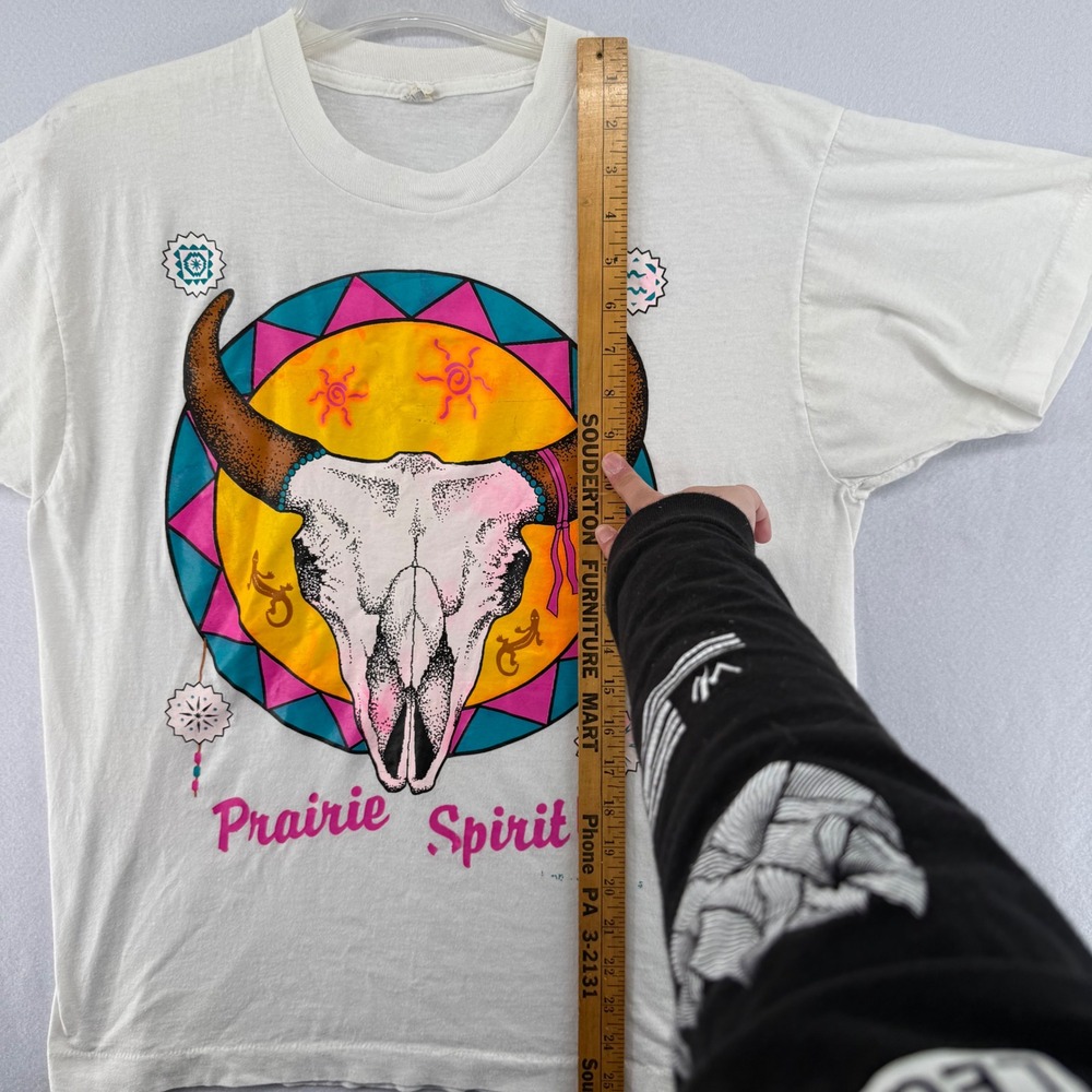 Vtg 80s Prairie Spirit T-Shirt XL USA Single Stitch Western Cow Skull Graphic - Picture 7 of 9